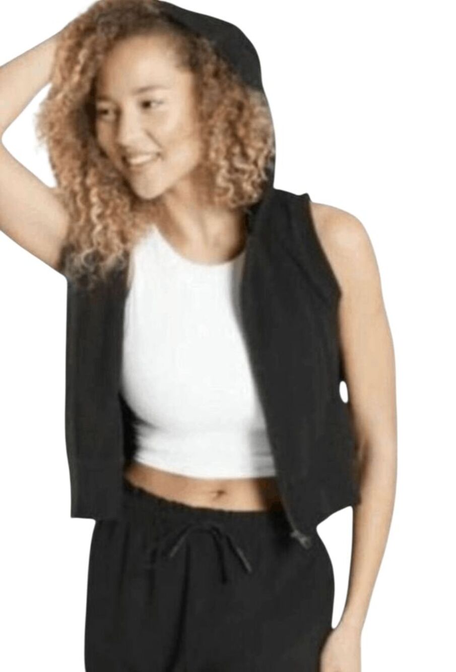 ATHLETA Double Time Sleeveless Hoodie Size Med